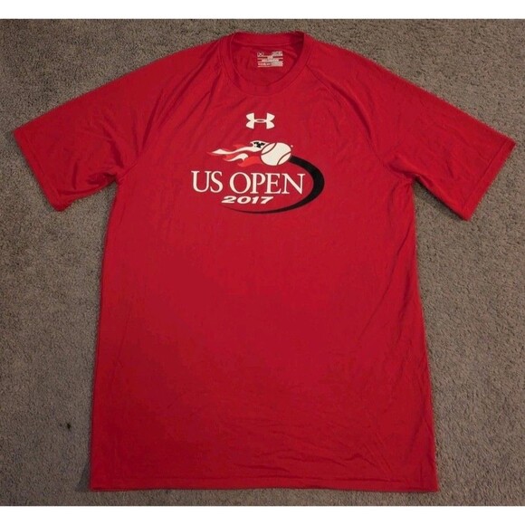 Under Armour 2017 US Open Tennis NYC Red T-Shirt Men's Medium - Picture 2 of 7